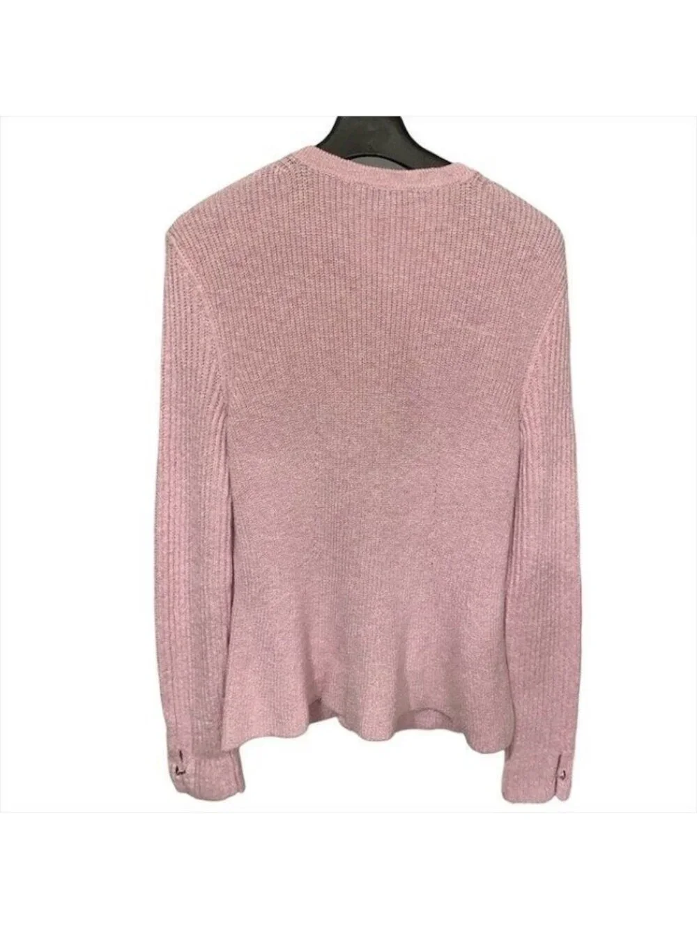 Chanel CC Logo Camellia Button Knit Cardigan Pink Lame